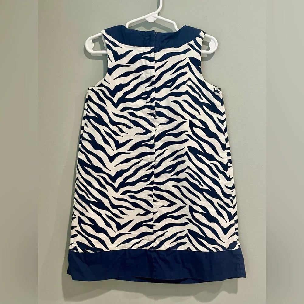Janie and Jack Navy‎ Zebra Print Sleeveless Midi Dress Size 5